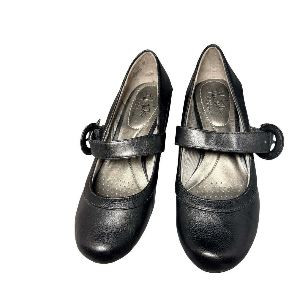 LifeStride Rozz Black Mary Jane Heels Size 7W